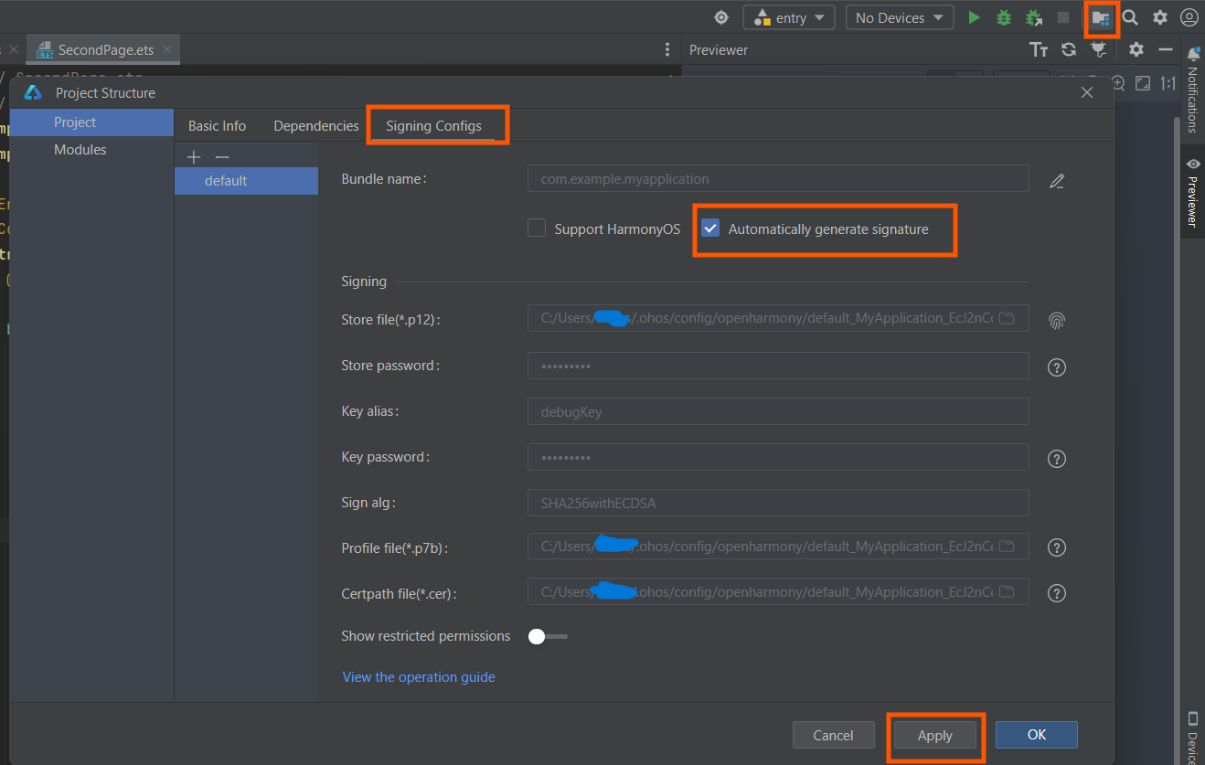Signature Settings