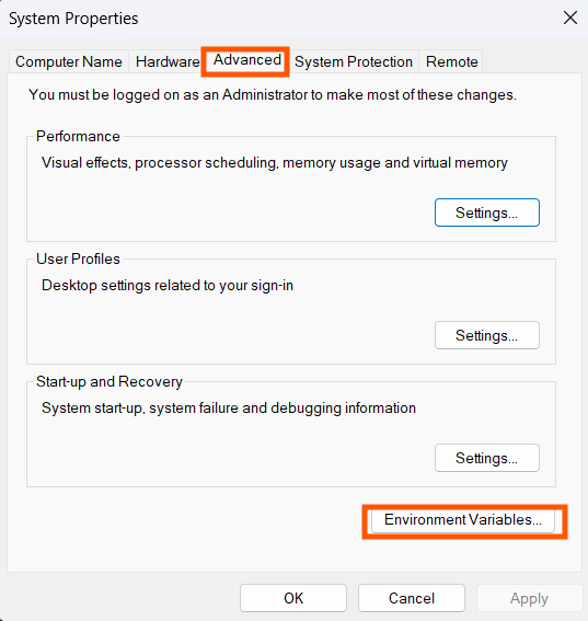 Env Dialog